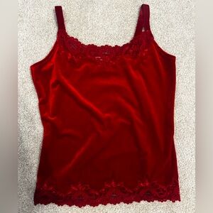 Coldwater Creek Scarlet velvet Camisole with Lace Detail. Valentine’s Day!
